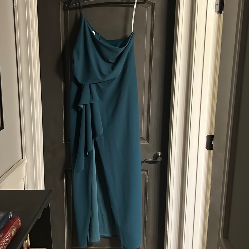 Dark green one shoulder Formal/bridesmaid dress